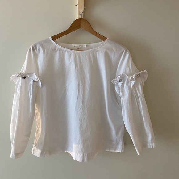 WHITE CROPPED LONG SLEEVE TOP | XS - Picture 1 of 4
